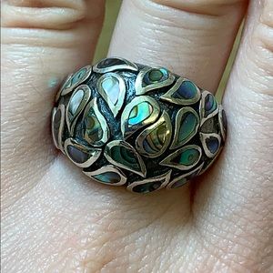 Vintage Abalone Paisley Sterling Silver Ring